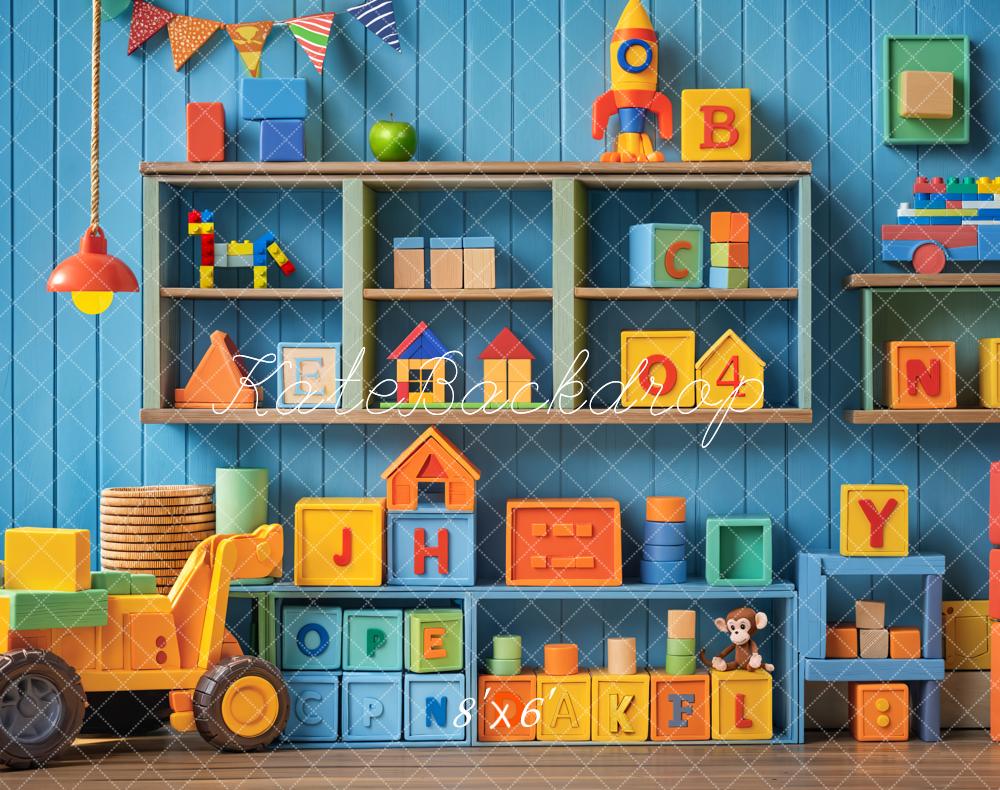 Fondo de Estante de Bloques de Juguetes Coloridos para Niños Cake Smash Diseñado por Emetselch