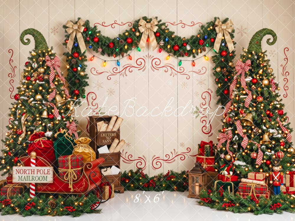 Kate Christmas Tree Fantasy Garland Sleigh Presents Printed Backdrop Designed by Patty Roberts
