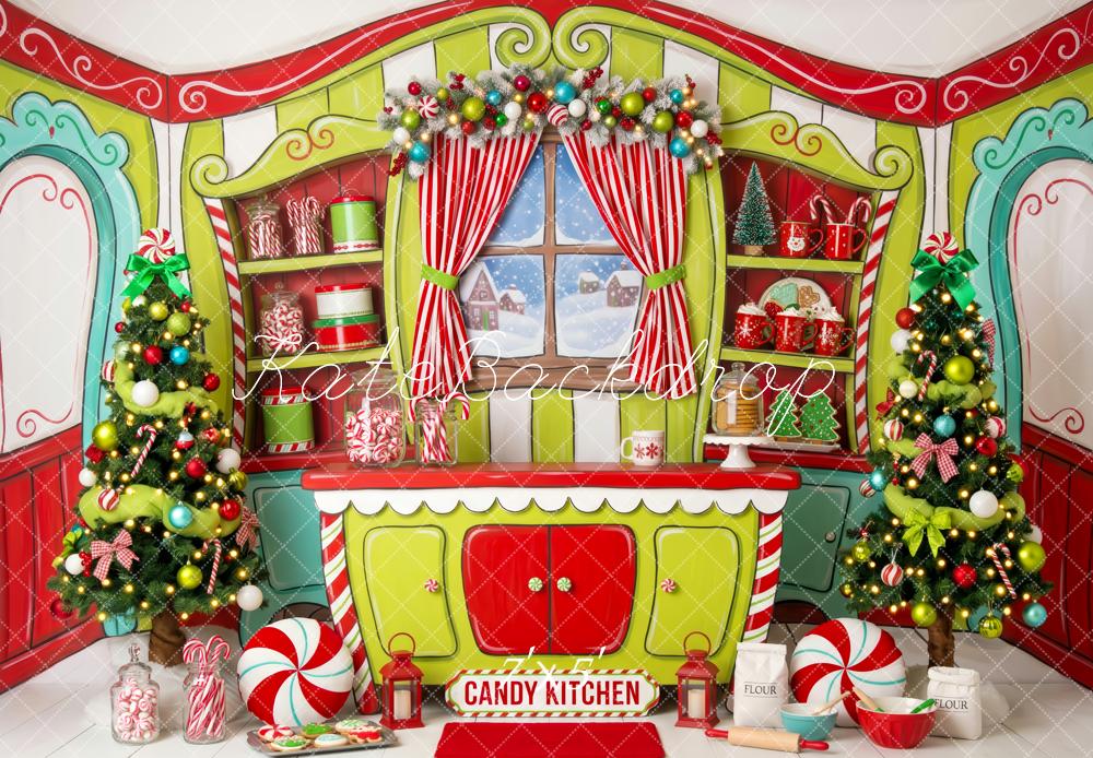 Kate Christmas Whimsical Whoville Candy Kitchen Festive Trees Peppermint Printed Backdrop Designed by Patty Roberts