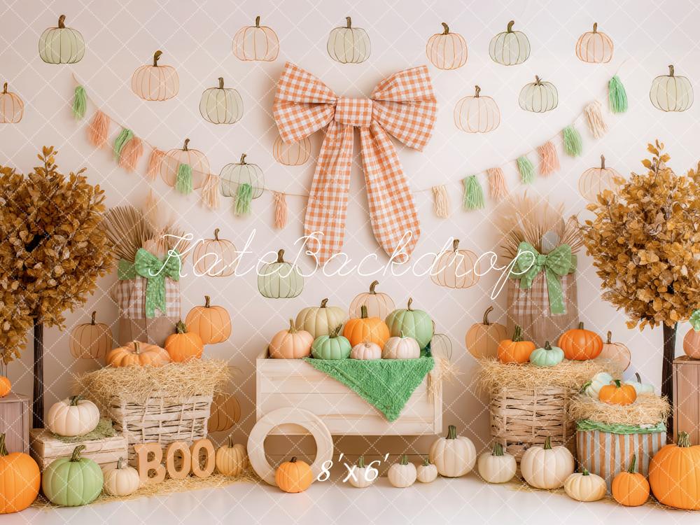 Kate Fall Pumpkin Patch Bow Garland Baskets Backdrop Designed by Patty Roberts
