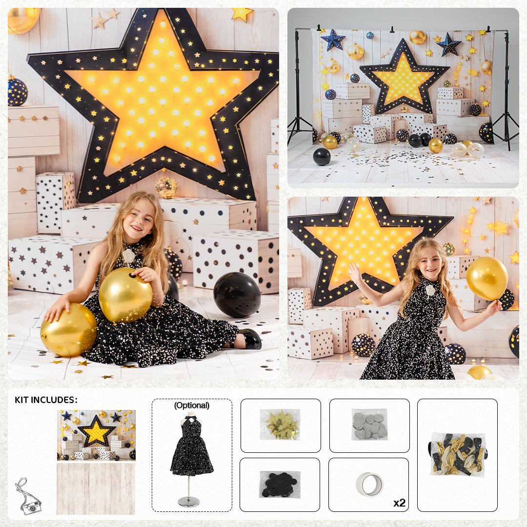 Kate Cake Smash Birthday Star Sequins Photo Kit Photography Backdrops&Props Themed Bundle