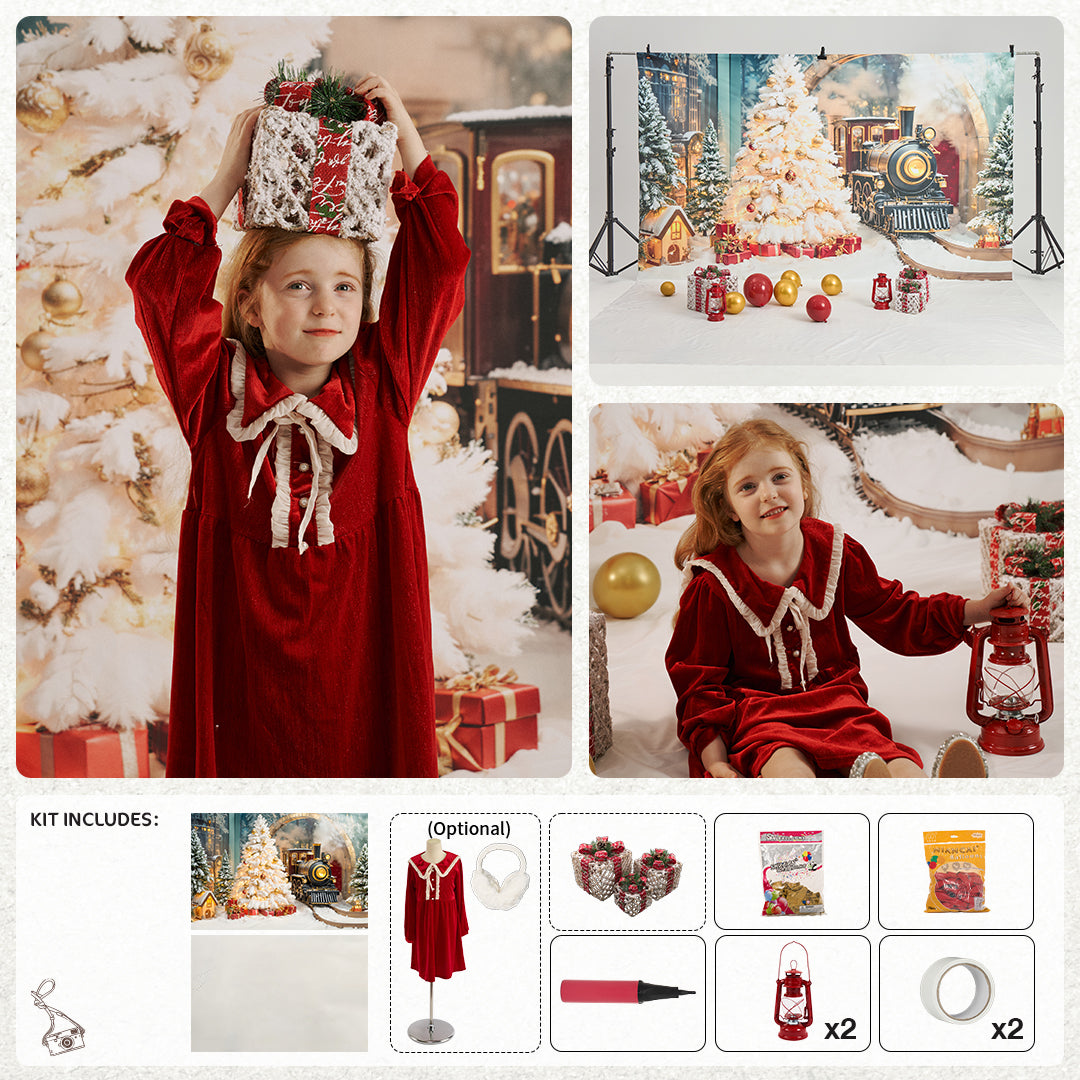 Kate Christmas Eve Train Photo Kit Photography Backdrops&Props Themed Bundle