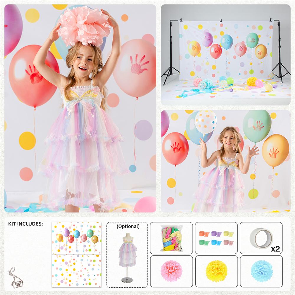 RTS Kate Cake Smash Birthday Colorful Balloon Photo Kit Photography Backdrops&Props Themed Bundle