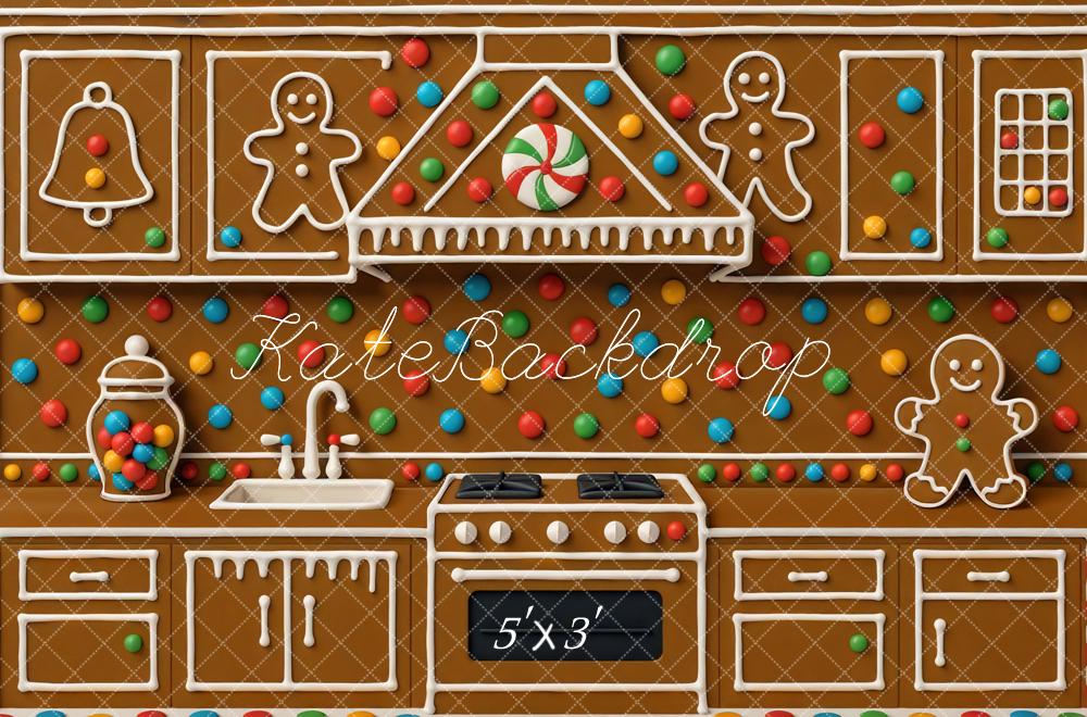 Fondo de Caramelo de Cocina de Pan de Jengibre Navidad Designed by Mini MakeBelieve
