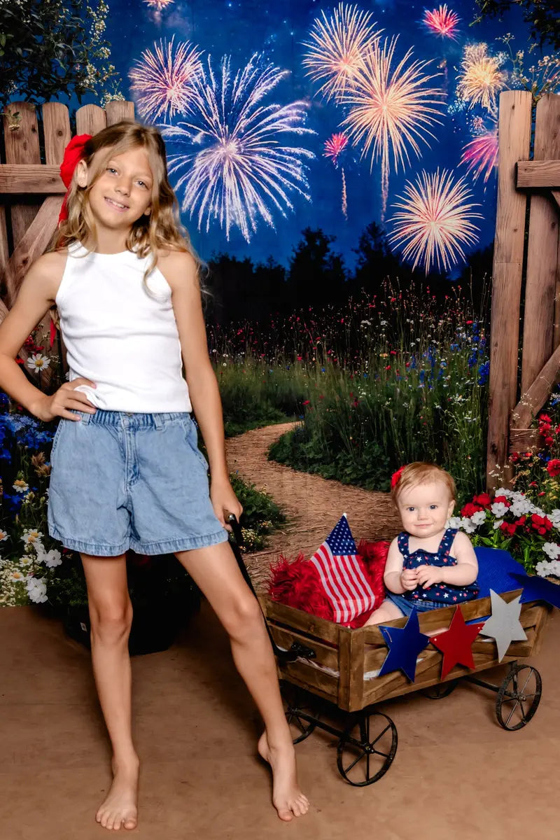 Kate Independence Day Garden Fireworks Gate Backdrop Designed by Emetselch