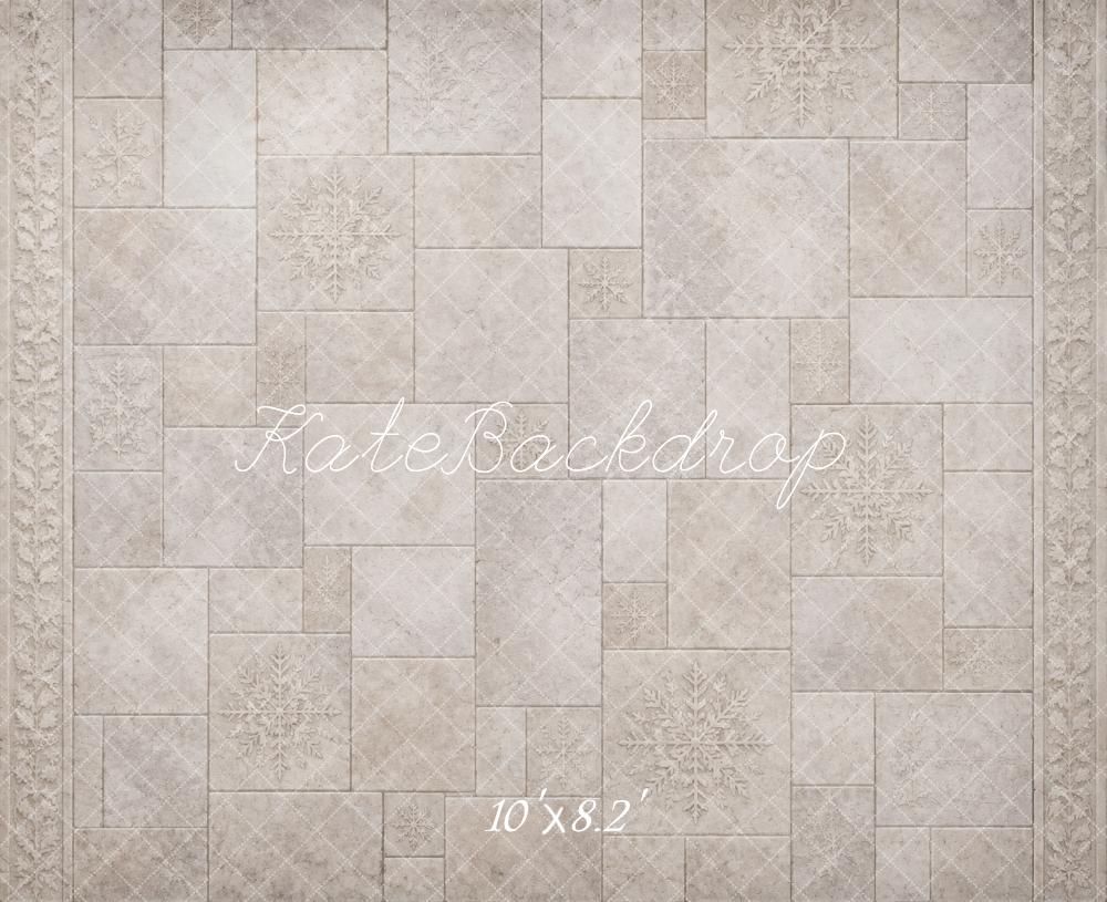 Kate Neutral Snowflake Tile Floor Printed Backdrop Designed by Vertigo Productions