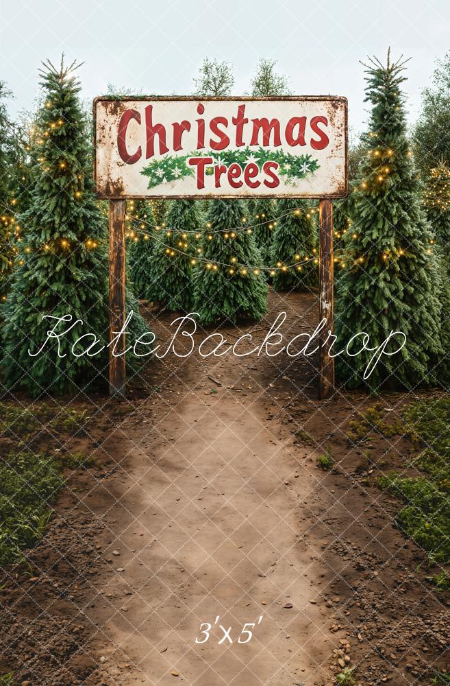 Kate Christmas Trees Farm Path Backdrop Designed by Emetselch