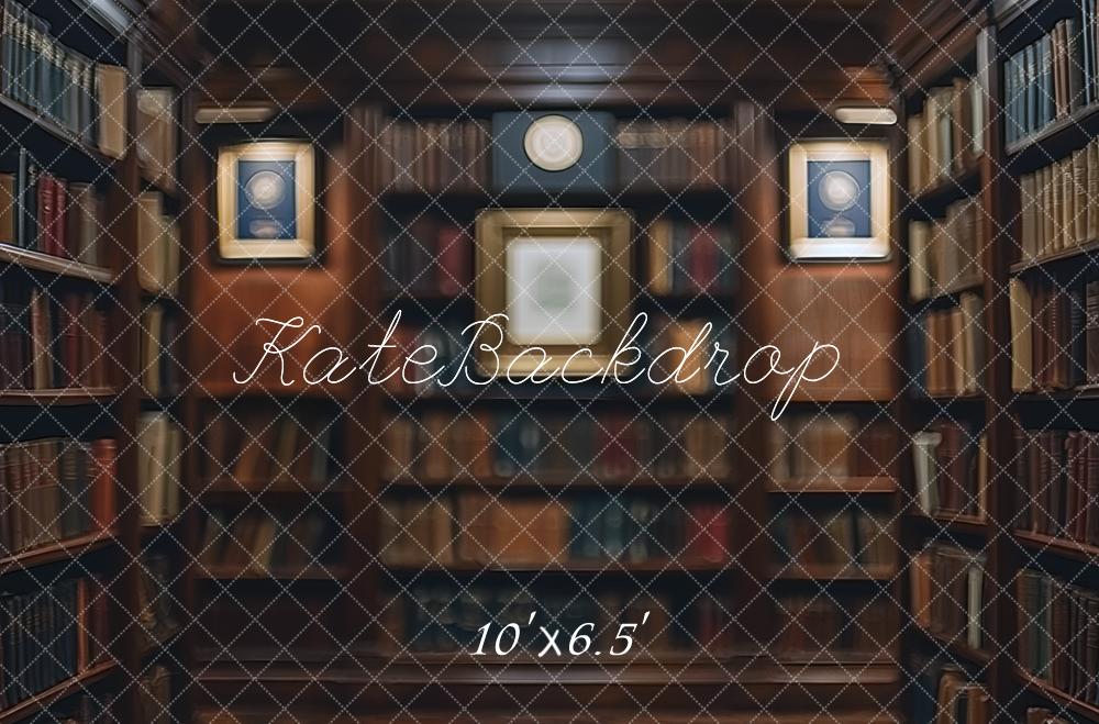 Kate Vintage Library Bookshelf Blurry Backdrop Designed by Mini MakeBelieve