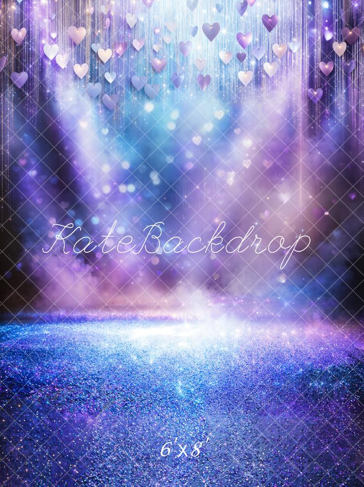 Bokeh Podiumverlichting Hart Glitters Paarse Foto Achtergrond Designed by Emetselch