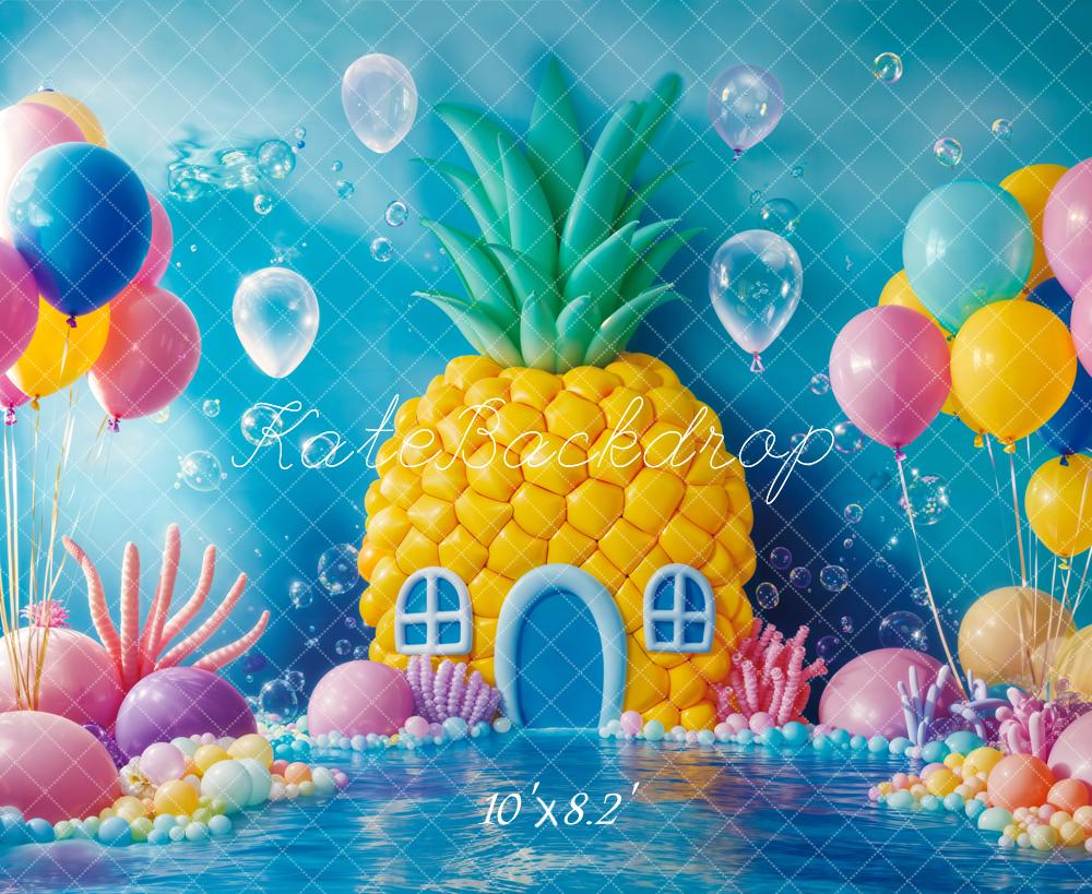 Kate Pastel de cumpleaños bajo el agua Casa piña Globo fondo Diseñado por Emetselch