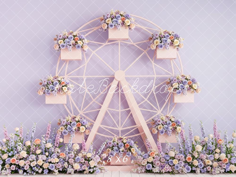 Kate Spring Ferris Wheel Flower Arch Pastel Purple Backdrop Designed by Patty Roberts