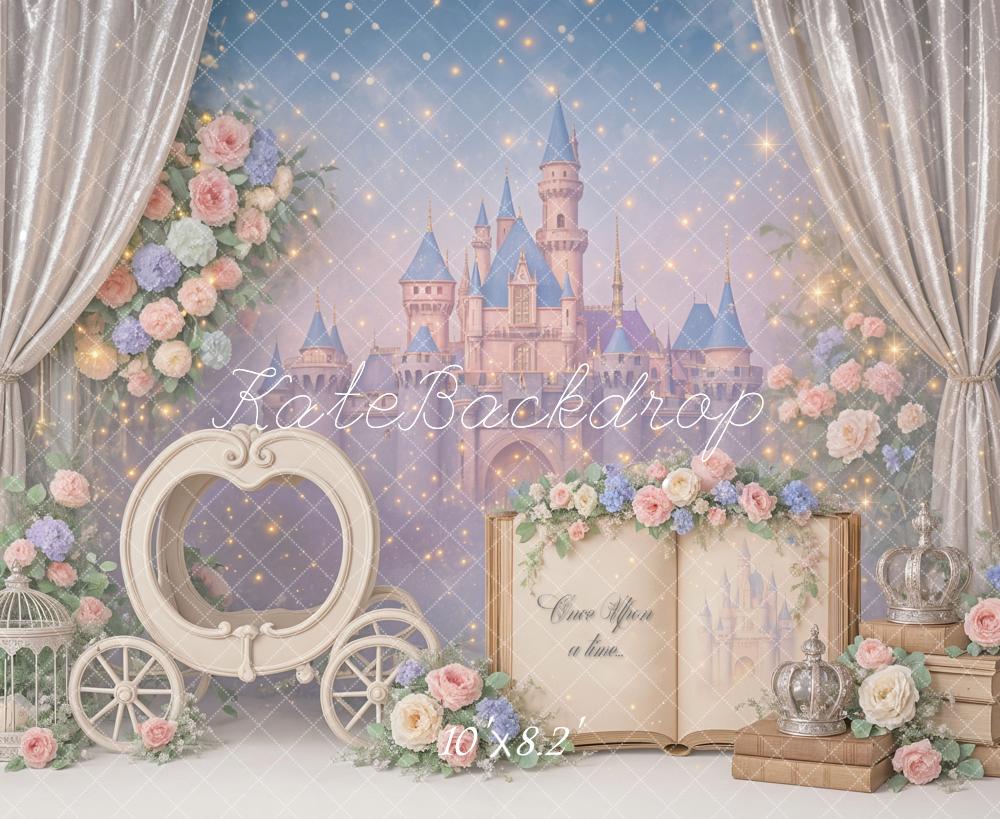 Kate Cake Smash Princess Castle Book Carriage Floral Backdrop Designed by Ashley Paul