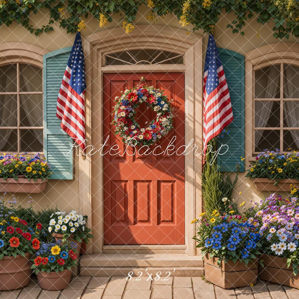 Día de la Independencia Bandera Floral de Porche Fondo Diseñado por Emetselch