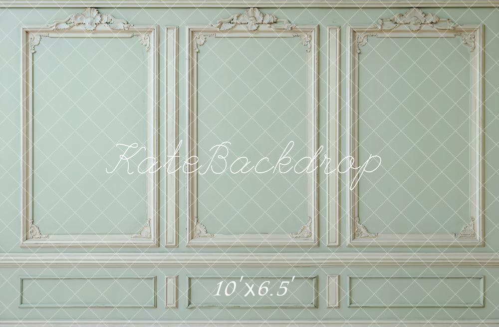 Kate Retro Light Green Ornate Panel Wall Backdrop Designed by Kate Image