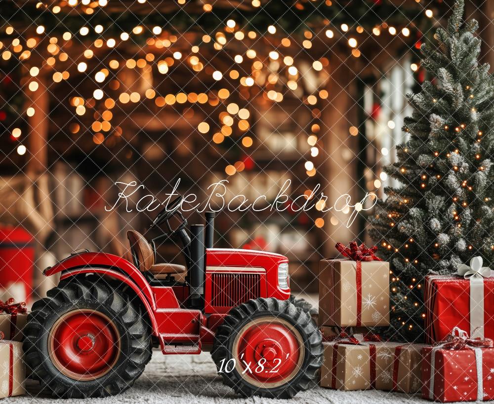 Kate Christmas Tractor Gift Lights Backdrop Designed by Patty Roberts