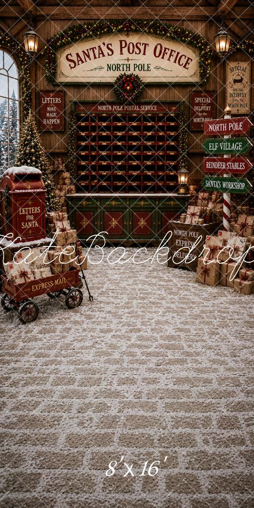 Kate Sweep Christmas Santa's Post Office North Pole Mail Printed Backdrop Designed by Caitlin Lynch