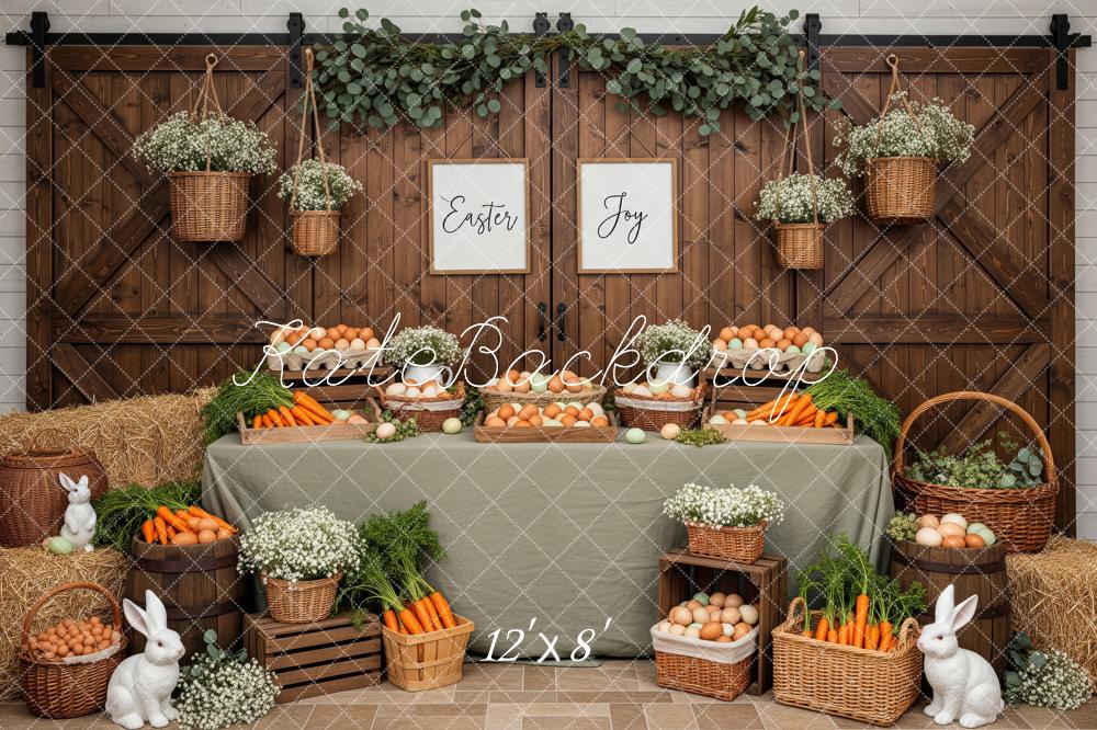 Kate Easter Bunny Carrots Eggs Basket Barn Backdrop Designed by Patty Roberts