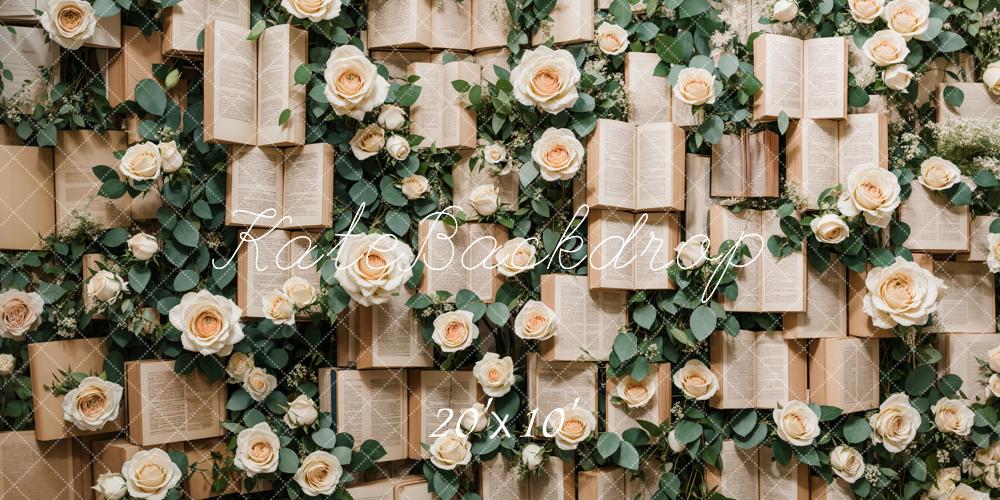Kate Valentine Spring Vintage Books Roses Backdrop Designed by Emetselch