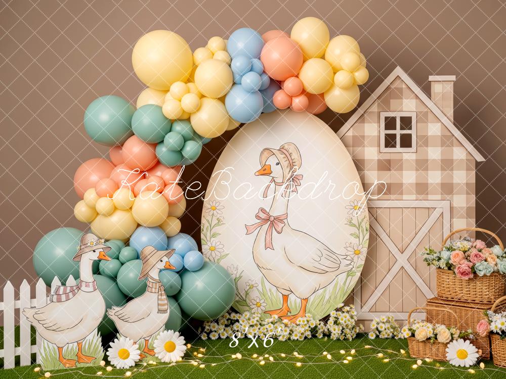 Kate Easter Ducks Pastel Balloons Barn Flowers Backdrop Designed by Patty Roberts