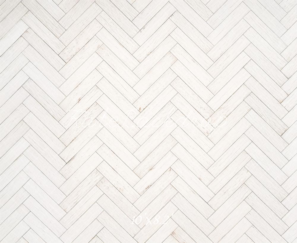 Kate White Herringbone Pattern Wood Floor Printed Backdrop Designed by Mandy Ringe Photography
