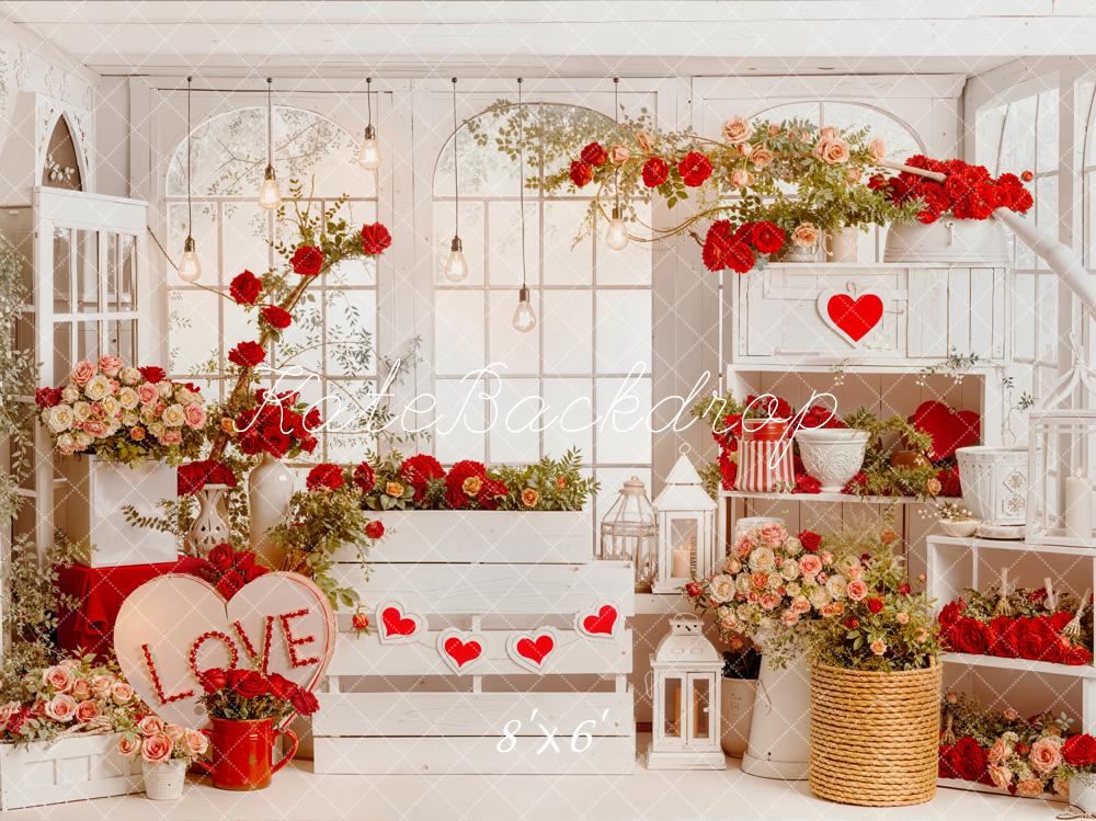 Kate Valentine's Day Red Roses Heart Flower Arrangement Backdrop Designed by Emetselch