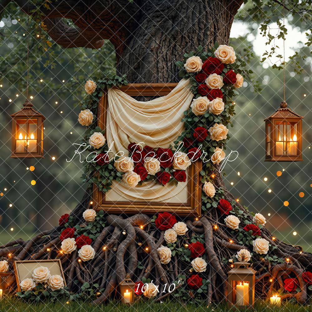 Kate Valentine's Day Fairy Tree Lanterns Draped Roses Backdrop Designed by Mini MakeBelieve