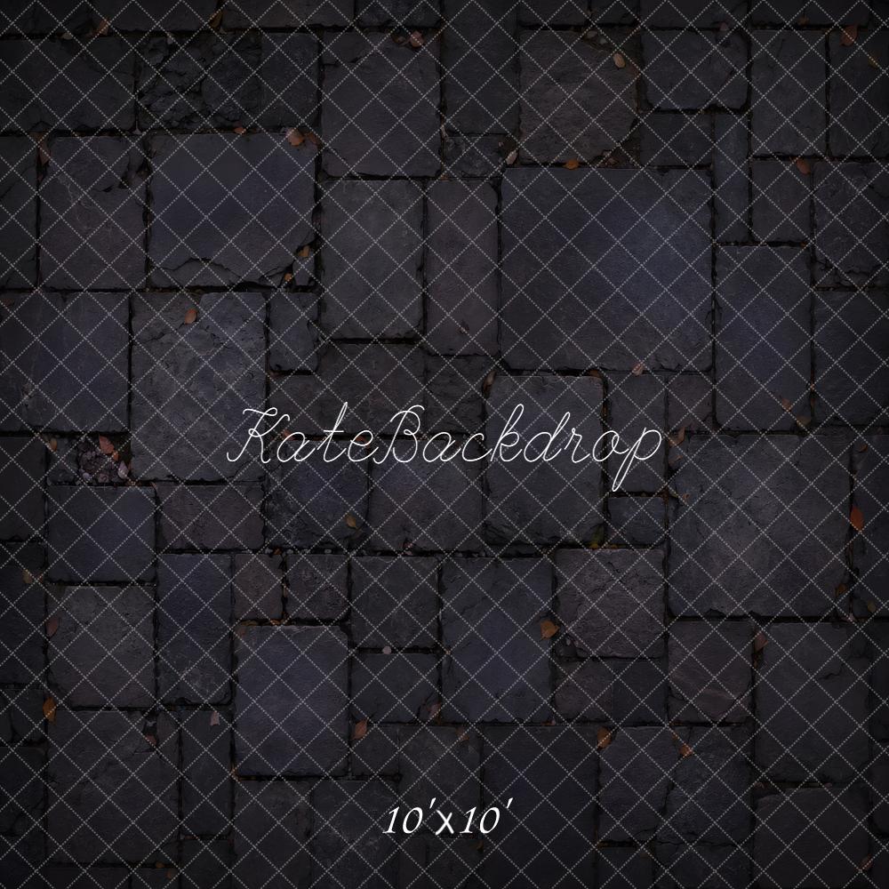 Kate Dark Cobblestone Floor Printed Backdrop Designed by Emetselch