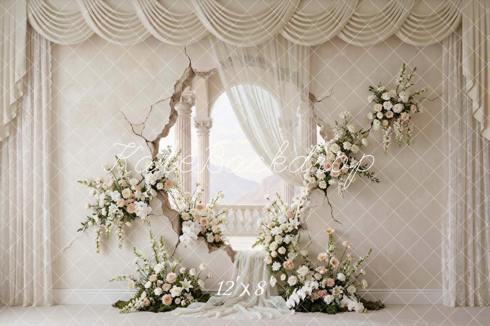 Kate Mother's Day Flower Arch Balcony Columns Printed Backdrop Designed by Mini MakeBelieve