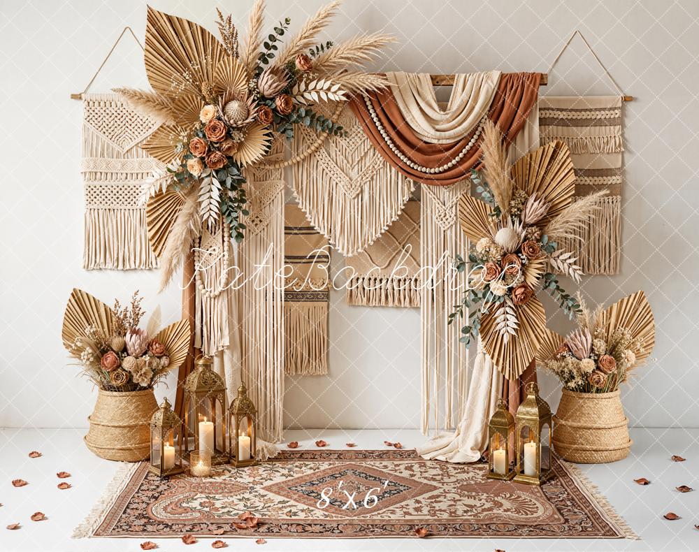 Kate Mother's Day Boho Macrame Dried Palm Floral Arrangement Backdrop Designed by Emetselch