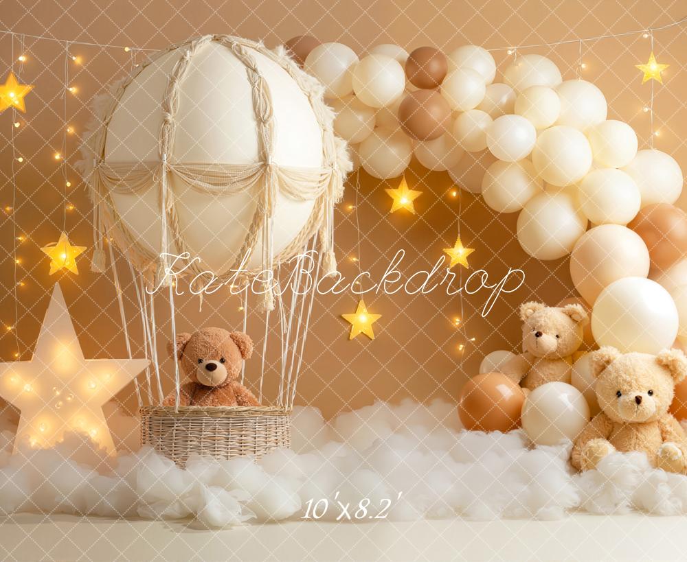 Kate Cake Smash Hot Air Balloon Teddy Bears Star Balloons Backdrop Designed by Emetselch