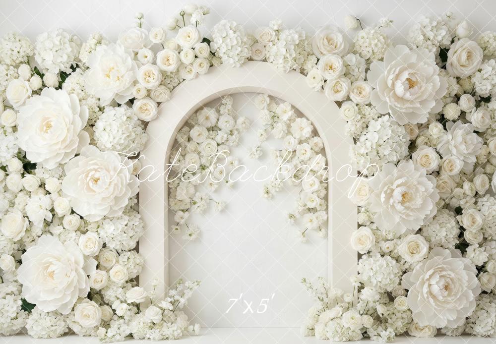 Kate Mother's Day Flower Arch White Roses Peonies Printed Backdrop Designed by Patty Roberts