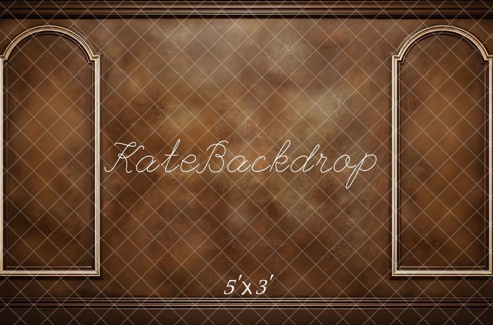 Kate Fine Art Brown Retro Wall Arched Panel Printed Backdrop Designed by Mini MakeBelieve