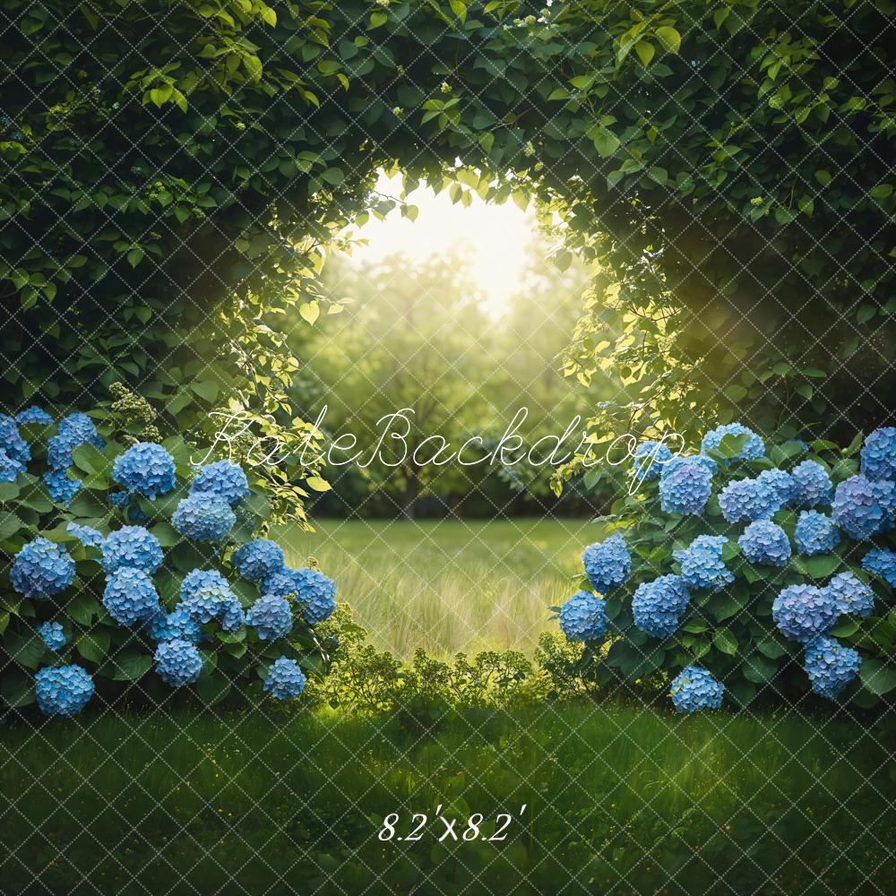 Zomer Bos Boog Blauwe Hortensia's Foto Achtergrond Designed by Emetselch