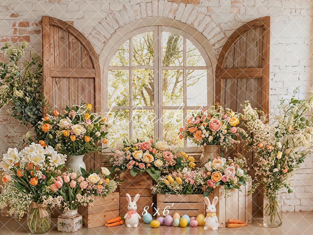 Kate Easter Bunny Flower Arch Window Backdrop Designed by Emetselch