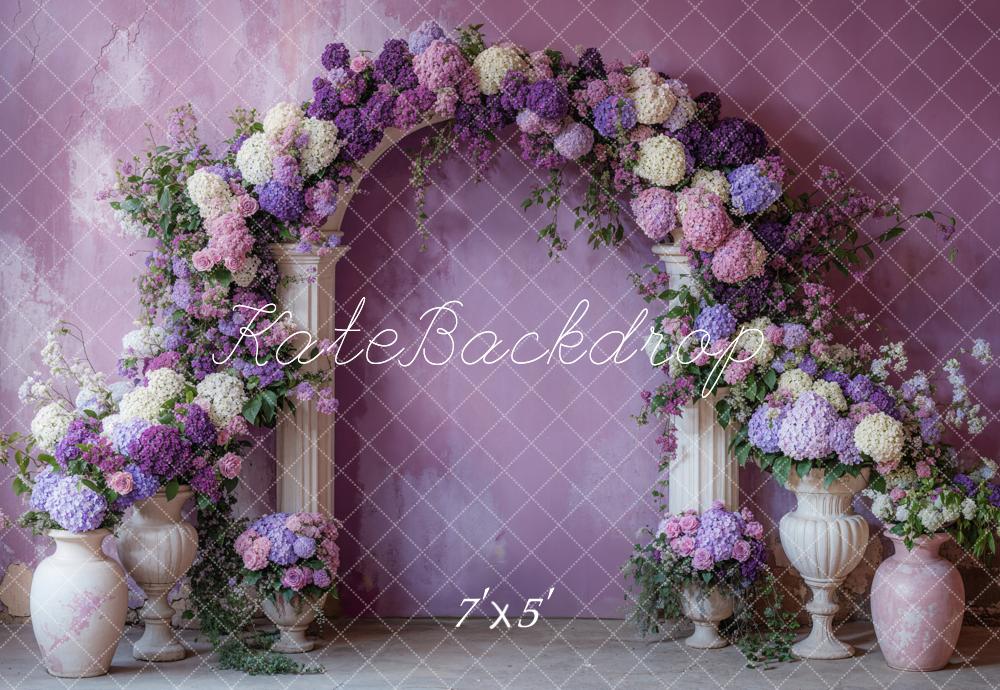 Kate Spring Beautiful Purple Floral Arch Backdrop Designed by Emetselch