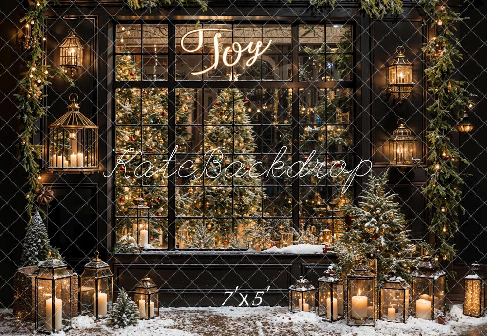 Fondo de Pared Retro de Ventana enmarcada negra de Navidad