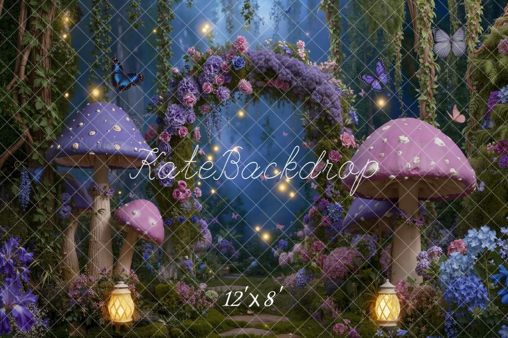 Kate Fairy Flower Arch Purple Mushrooms Backdrop Designed by Emetselch