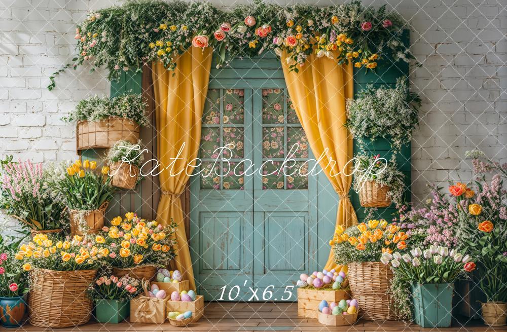 Kate Easter Floral Door Curtain Printed Backdrop Designed by Emetselch