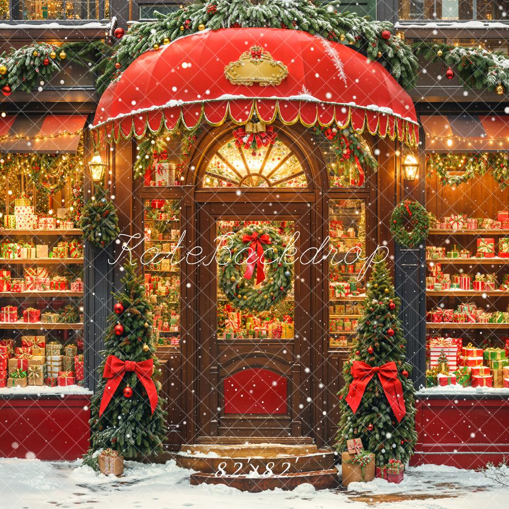 Tienda de Regalos de Navidad Bow Snowy Backdrop Designed by Emetselch