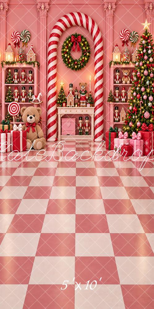 Kate Sweep Christmas Pink Candy Cane Arch Tree Nutcracker Toyshop Printed Backdrop Designed by Vertigo Productions