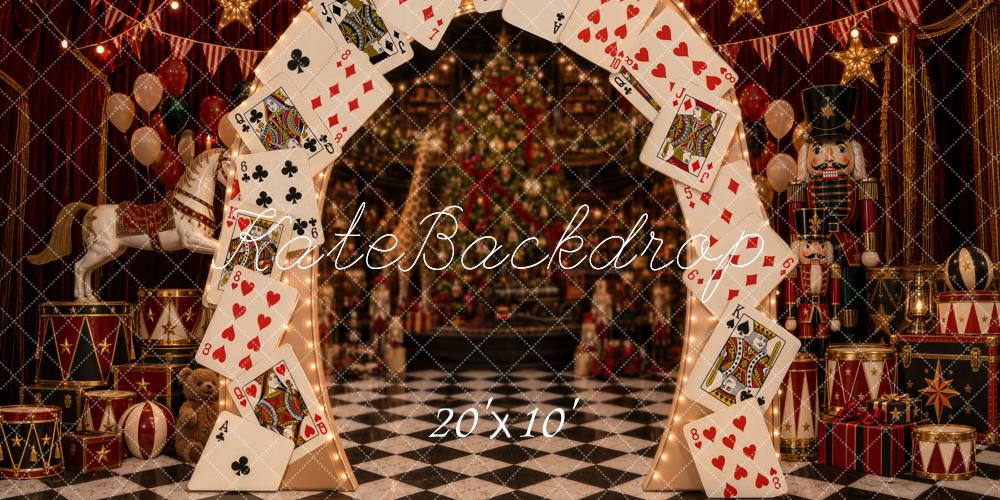 Kate Christmas Circus Playing Card Arch Nutcracker Printed Backdrop Designed by Emetselch