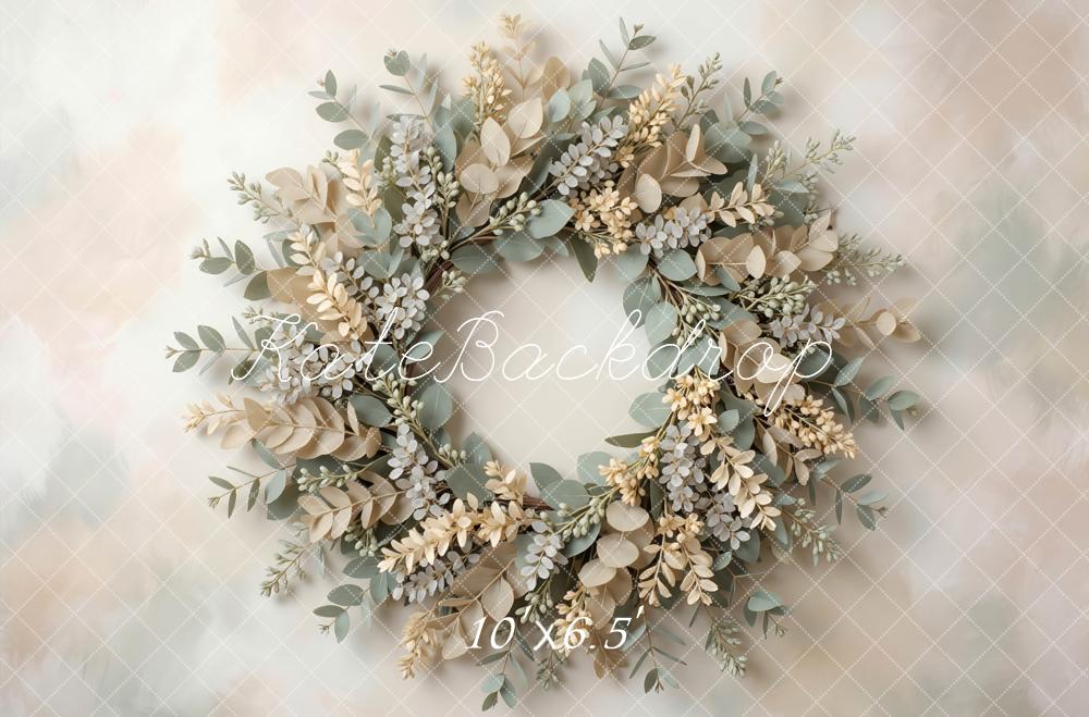Kate Newborn Greenery Wreath Pastel Backdrop Designed by Mini MakeBelieve