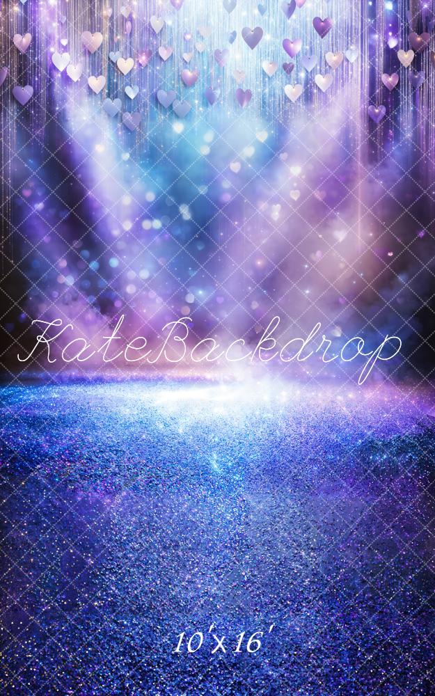 Bokeh Podiumverlichting Hart Glitters Paarse Foto Achtergrond Designed by Emetselch