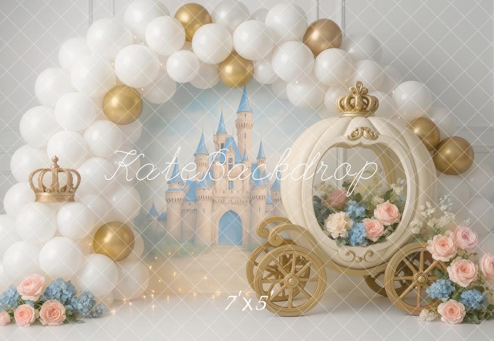 Kate Cake Smash Fairy Fantasy Castle Carriage Balloon Backdrop Designed by Ashley Paul