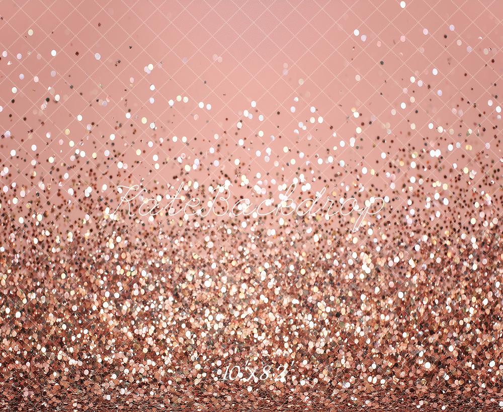 Kate Rose Gold Glitter Bokeh Printed Backdrop Designed by Angela Miller