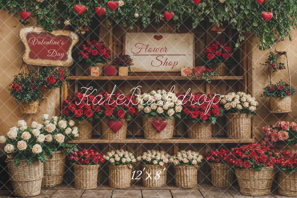 Kate Valentine's Day Flower Shop Red Baskets Backdrop Designed by Emetselch