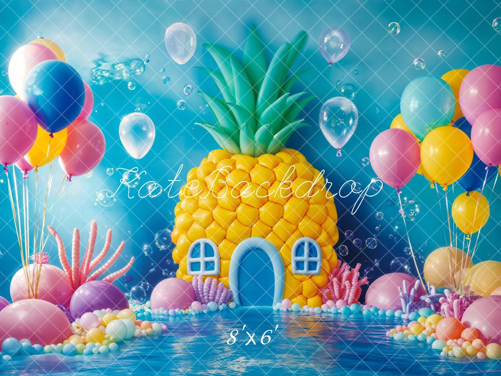 Kate Pastel de cumpleaños bajo el agua Casa piña Globo fondo Diseñado por Emetselch