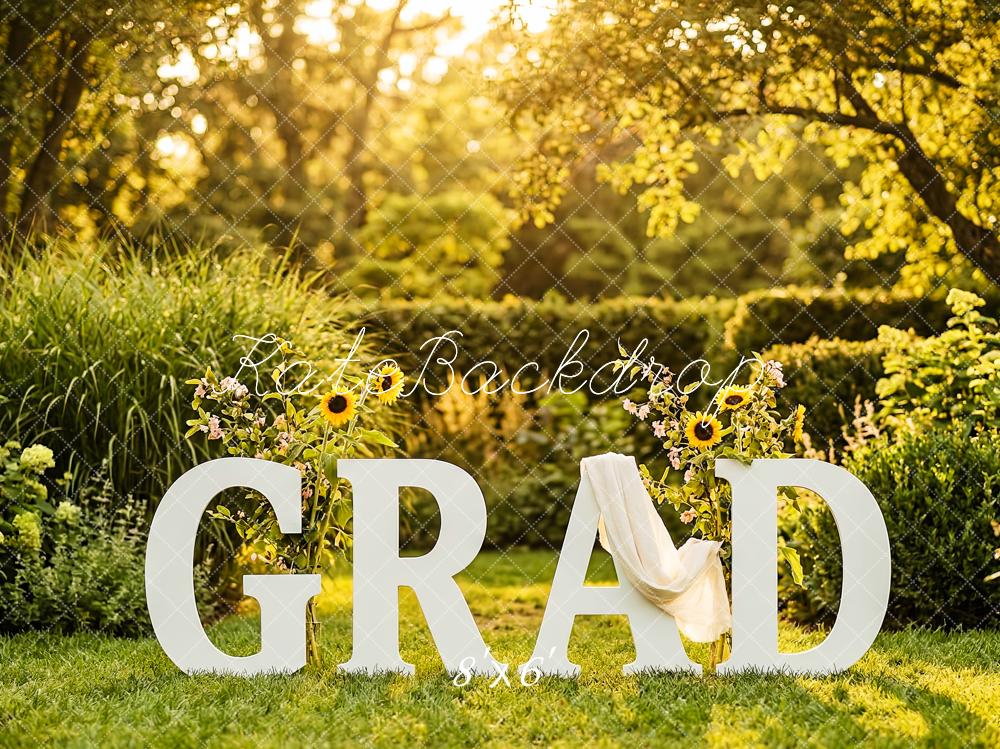 Kate Graduation Garden Sunflower Letters Printed Backdrop Designed by Patty Roberts