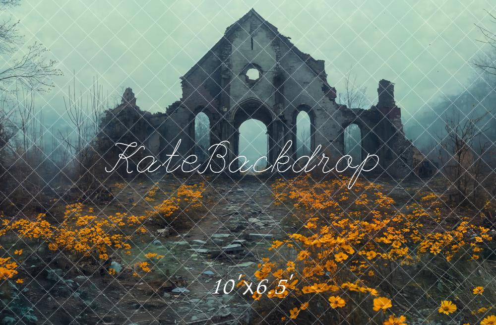 Rovine di Halloween Fiori Gialli Sfondo Designed by Emetselch