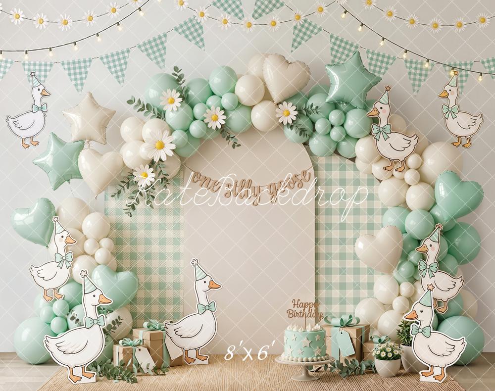Kate Cake Smash Balloon Arch Daisy Silly Goose Birthday Backdrop Designed by Emetselch